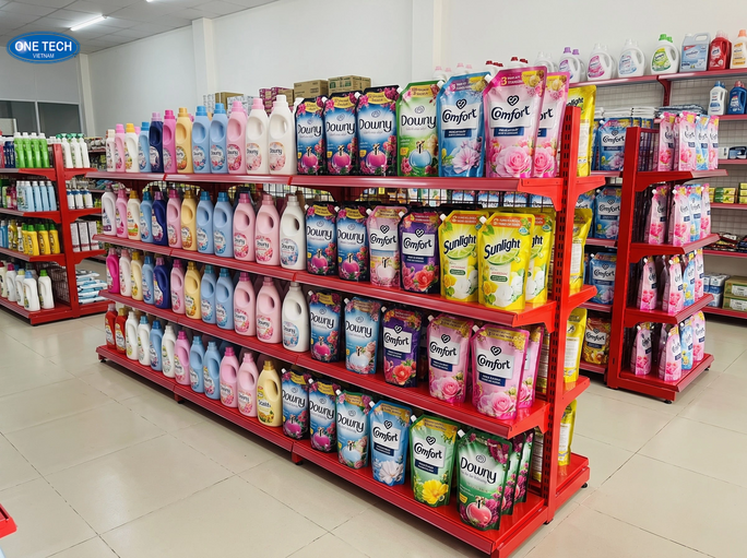 Các loại kệ trưng bày nước xả vải phổ biến tại Hà Tĩnh